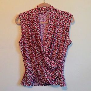 Faux wrap blouse, stretchy material, side ruching